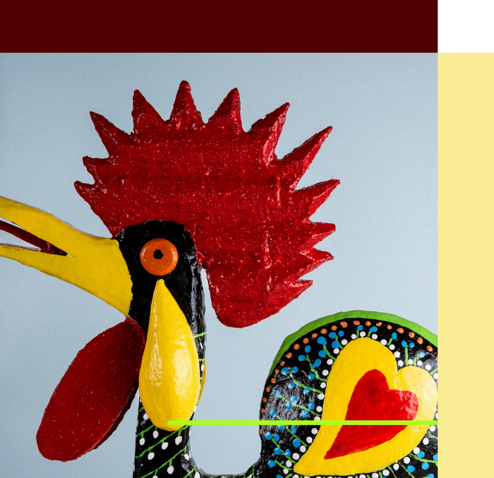 Galo de Barcelos, peça artesanal de Porfírio Mendes