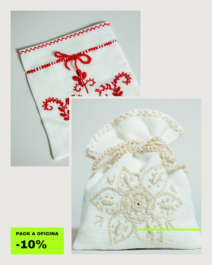 Pack Bordado de Guimarães: dois sacos de linho