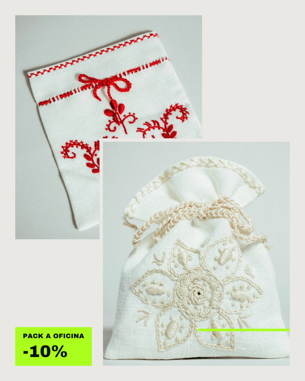 Pack Bordado de Guimarães: dois sacos de linho
