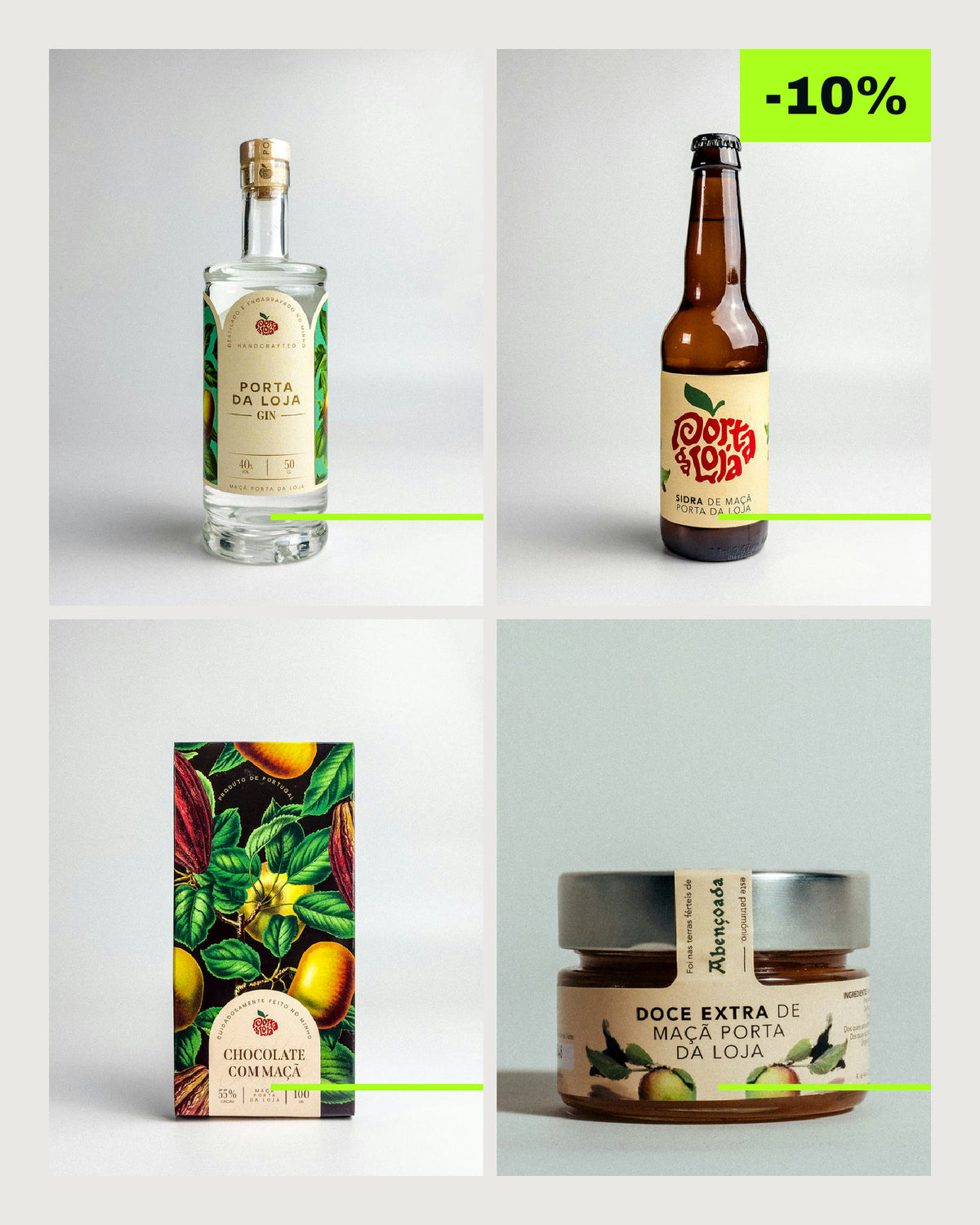 Pack Maçã Porta da Loja: gin, sidra, chocolate e doce de maçã